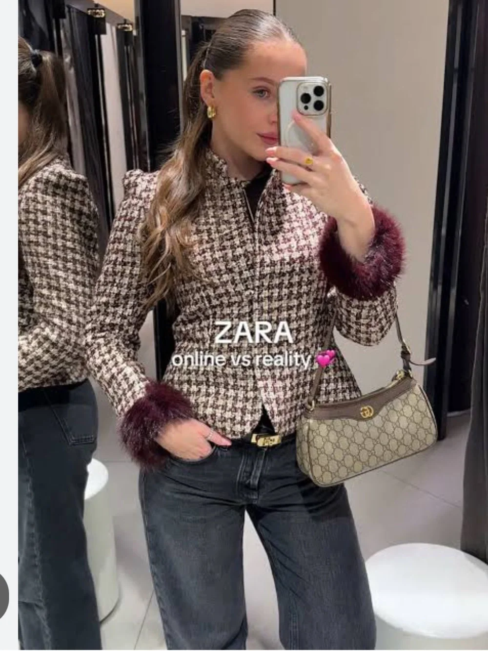 ZARA FAUX FUR STRUCTURE BLAZER
